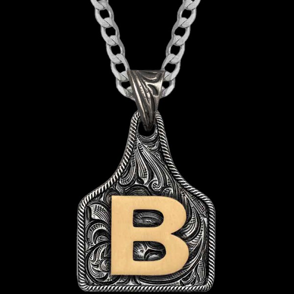Medium Initial Cow Tag Necklace 